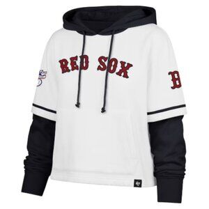 Boston Red Sox '47 White Trifecta Shortstop Cropped Pullover Hoodie - Women's XL